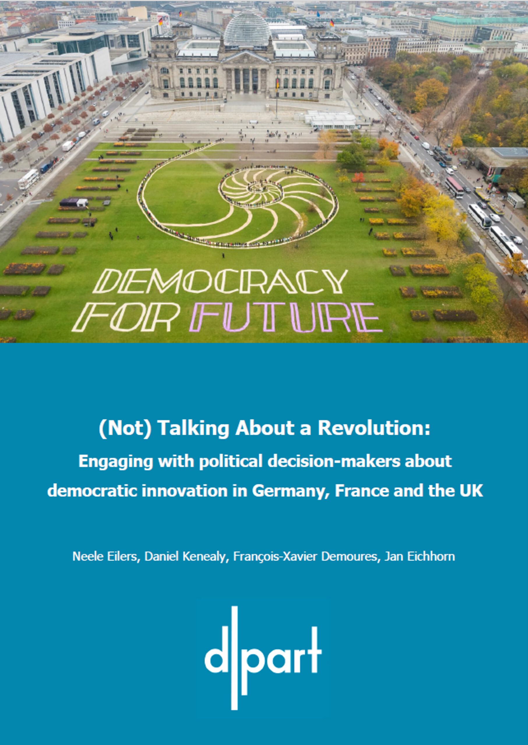 Title picture of a report on democratic innovation in Germany, France, and the UK published by dpart